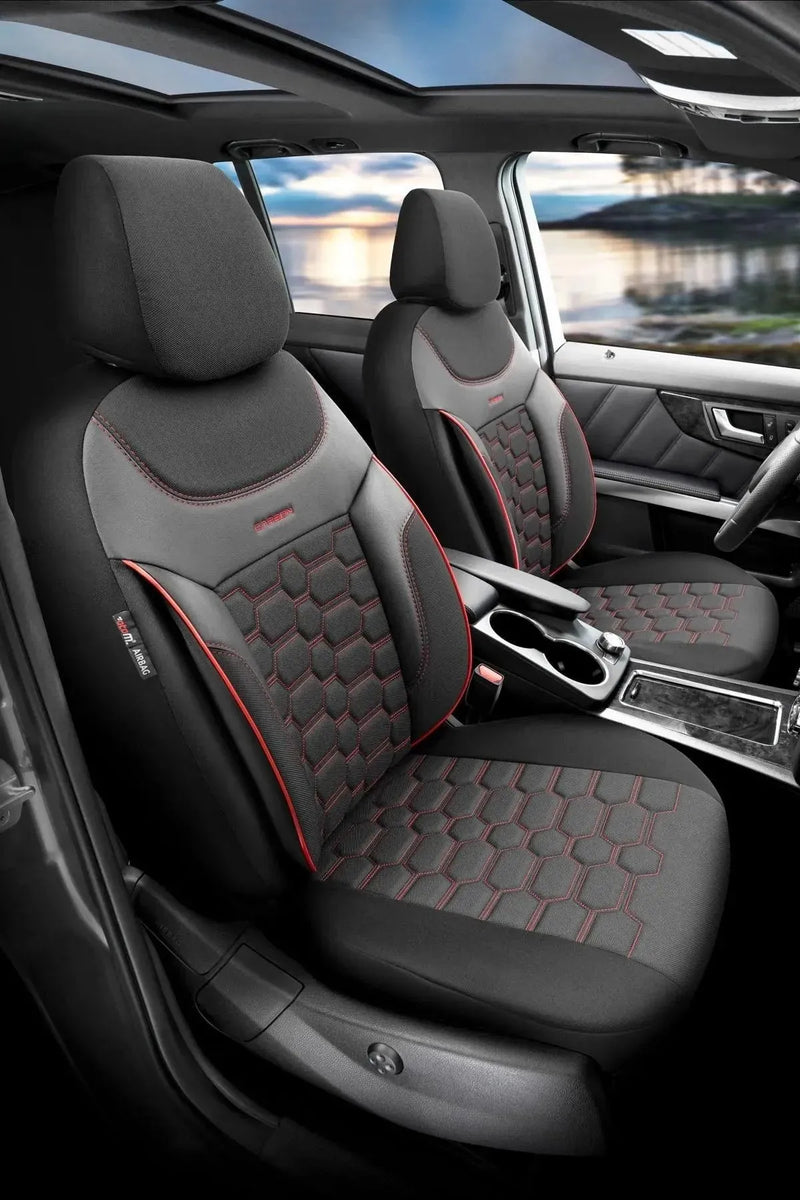 Otom Yeni Carbon Design Dokulu Kumaş Oto Koltuk Kılıfı Tam Set - OtomBayi