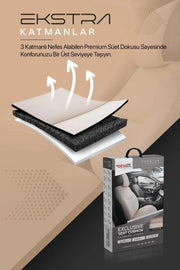Otom Exclusive Koruyucu Oto Koltuk Minderi Premium Süet - OtomBayi
