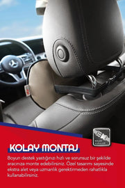 Otom Premium Deri Dikiş Detaylı Boyun Yastığı - OtomBayi