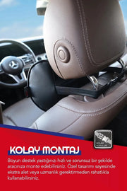 Otom Premium Deri Dikiş Detaylı Boyun Yastığı - OtomBayi