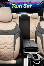 Otom Yeni Carbon Design Dokulu Kumaş Oto Koltuk Kılıfı Tam Set - OtomBayi