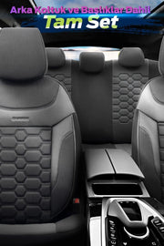 Otom Yeni Carbon Design Dokulu Kumaş Oto Koltuk Kılıfı Tam Set - OtomBayi