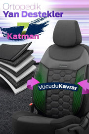 Otom Yeni Carbon Design Dokulu Kumaş Oto Koltuk Kılıfı Tam Set - OtomBayi