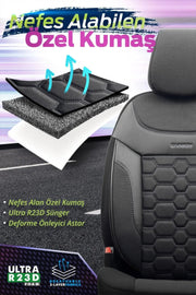 Otom Yeni Carbon Design Dokulu Kumaş Oto Koltuk Kılıfı Tam Set - OtomBayi